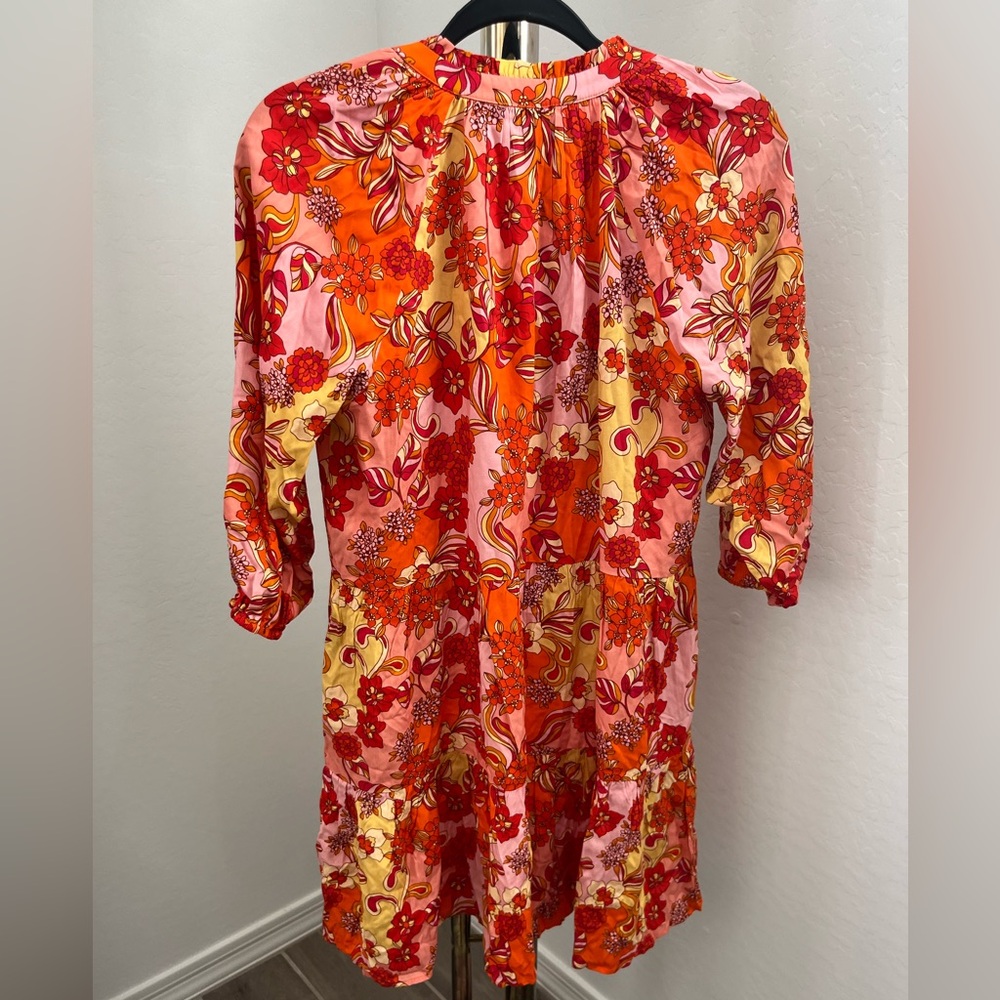 Anthropologie Adelyn Rae Floral 3/4 Sleeve Dress - Picture 4 of 10